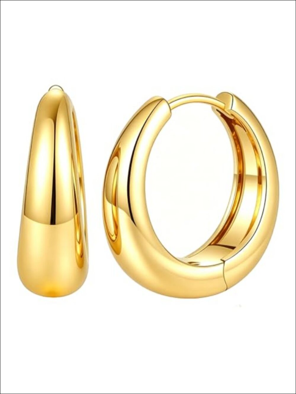 14K Gold Plated Hoop Earrings Hypoallergenic Lightweight Everyday